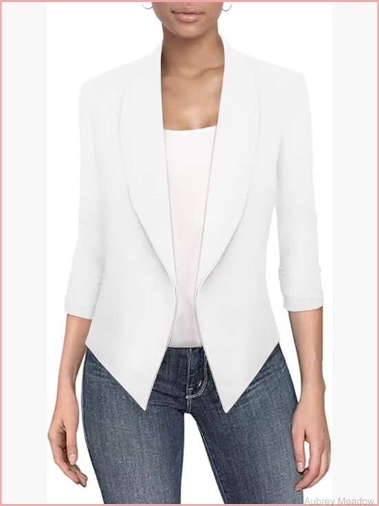 Jackets & Blazers - Women's Open Front Nylon Ponte Roma Blazer Jacket - Modern
